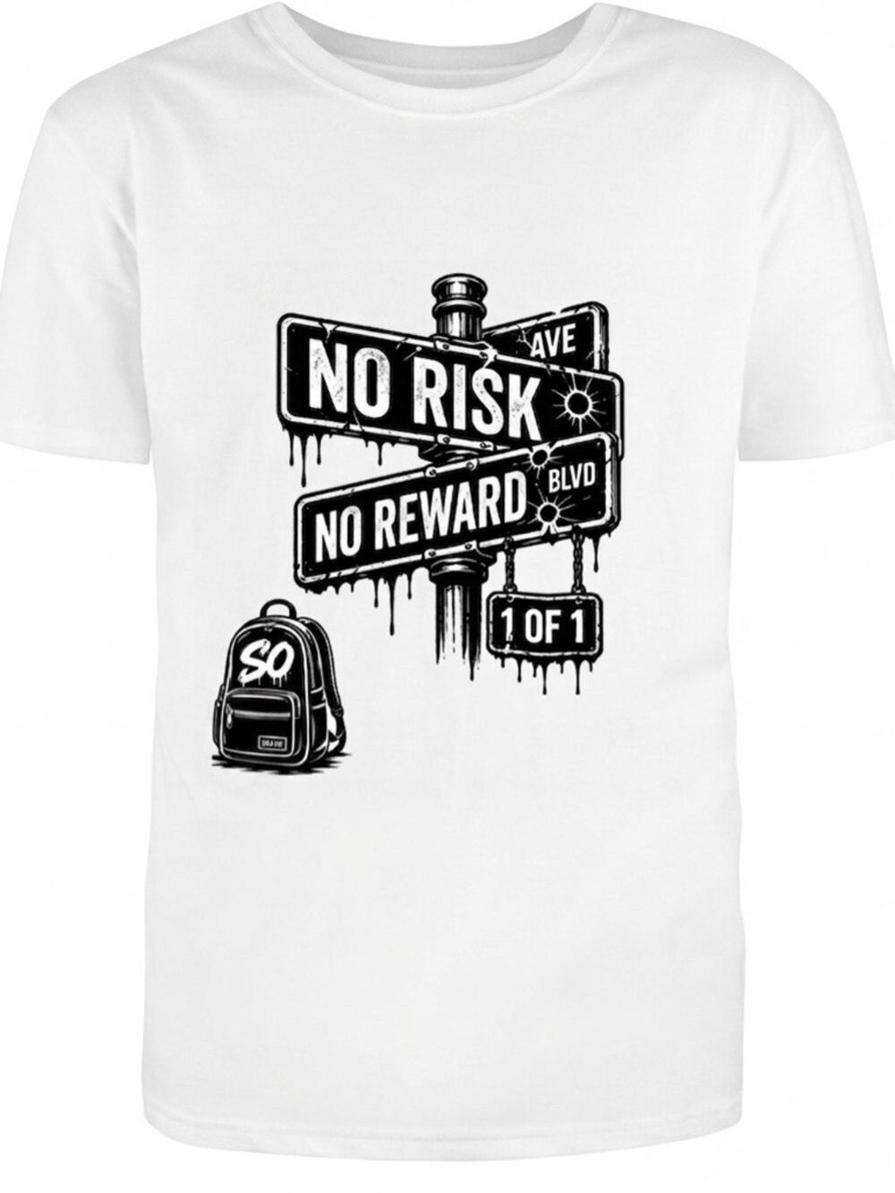 No Risk No Reward White Graphic Tee Shirt Minimalist Streetwear